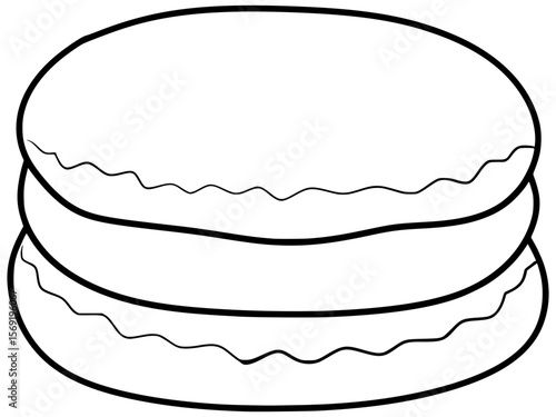 Macaroon Cookie Vector Outline Line Art Drawing