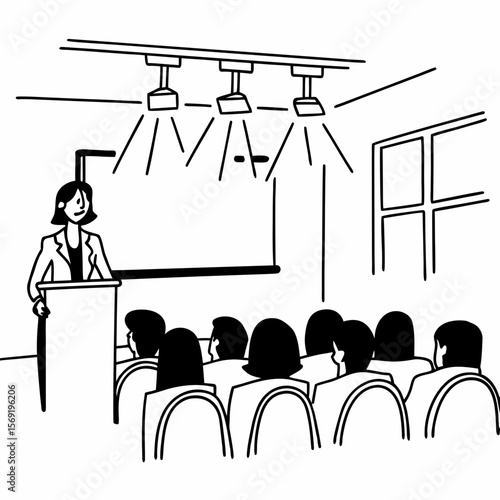 Business woman delivering a presentation at a conference