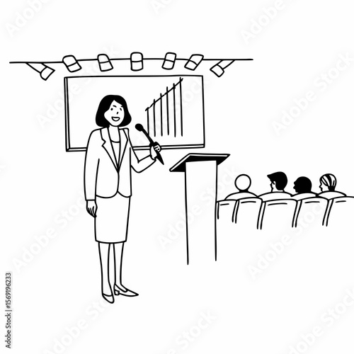Business woman delivering a presentation at a conference