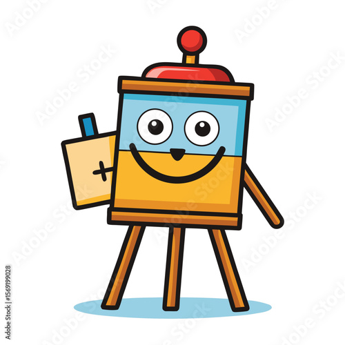 A happy painter's easel with a smile and a masterpiece, symbolizing art, creativity, and a fun painting project.