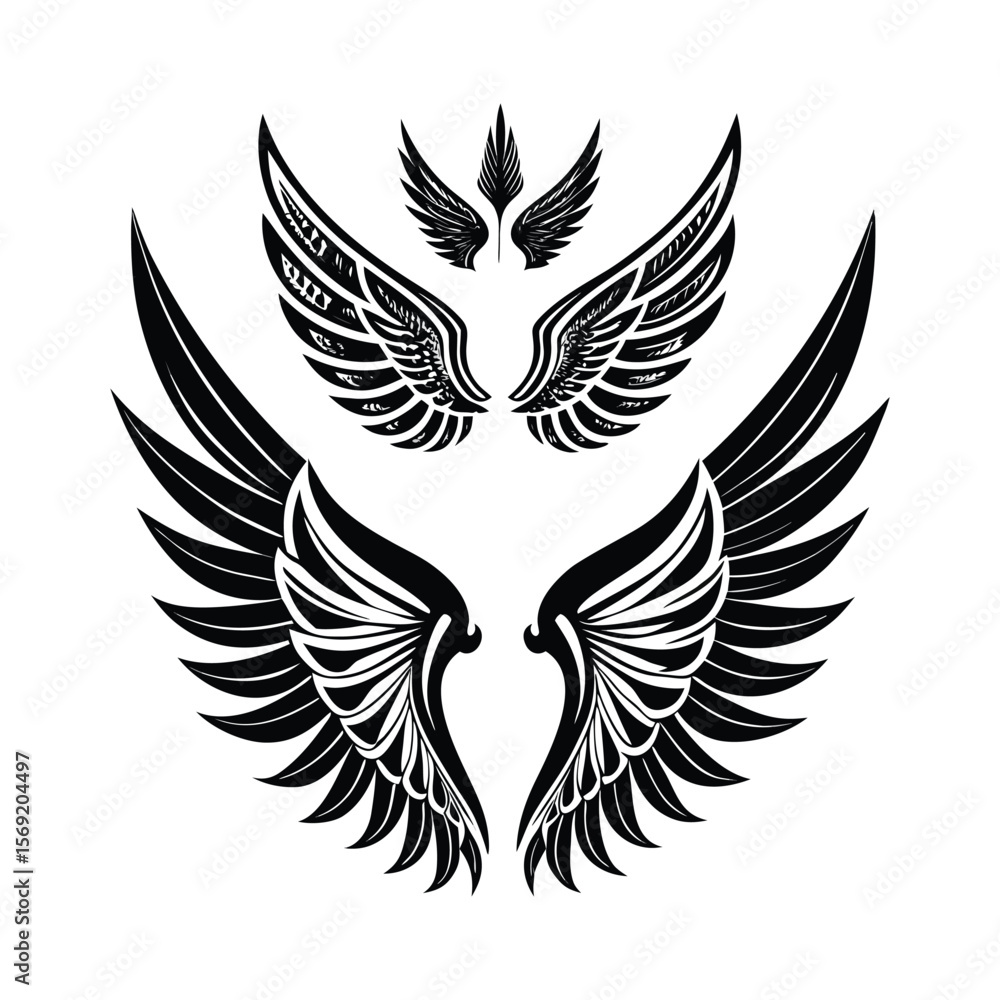 Naklejka premium Wings Collection Set – Angel, Bird, and Decorative Wing Illustrations