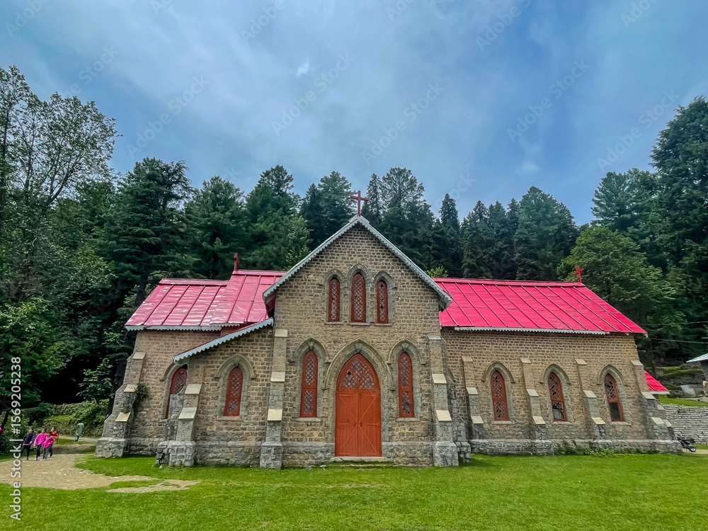 Obraz premium Beautiful historic 18th century church, Virgin Mary Catholic Church, A beautiful picture of church, The Assumption of the Blessed Virgin Mary Catholic Church, Khanspur Road, Ayubia 