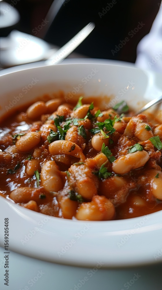 Greek gigantes beans in tomato sauce. Greek gigantes beans in tomato sauce.