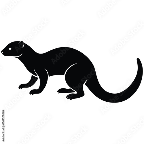 Mongoose Silhouette in Attack Posture Clean Vector Design for Wildlife Illustrations