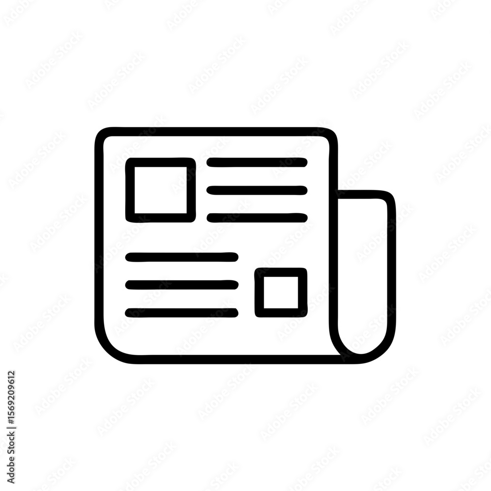Newspaper icon with outline design and minimalistic style Newspaper icon with outline design and minimalistic style