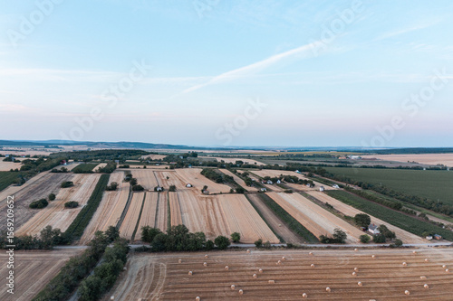 Straw bales with sunset