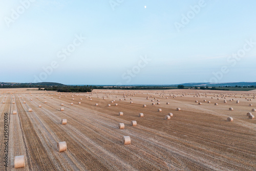 Straw bales with sunset