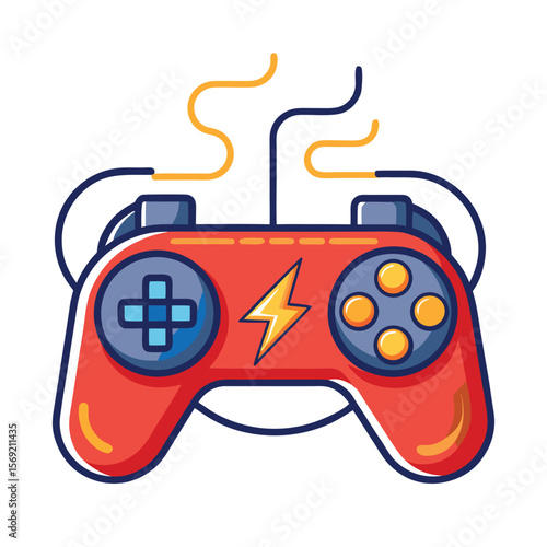 A video game controller with an energy lightning bolt, symbolizing gaming, technology, and a powerful player.