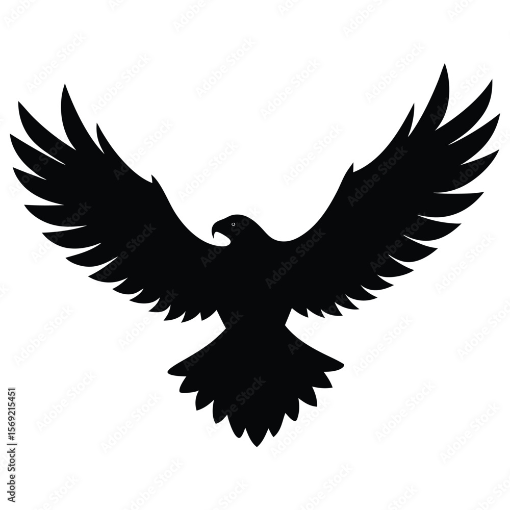 Obraz premium Eagle Silhouette Soaring in the Sky Vector Design with CMYK Colors