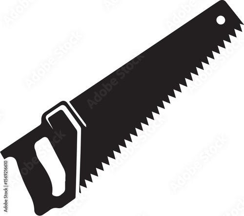hand saw flat silhouette icon vector
