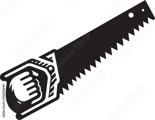 hand saw flat silhouette icon vector