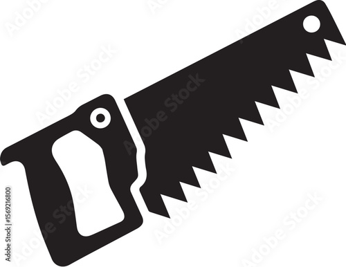 hand saw flat silhouette icon vector