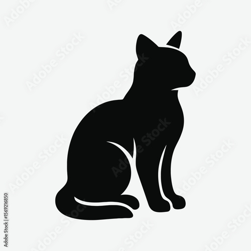 Elegant Cat Silhouette Vector Illustration for Logo and Design