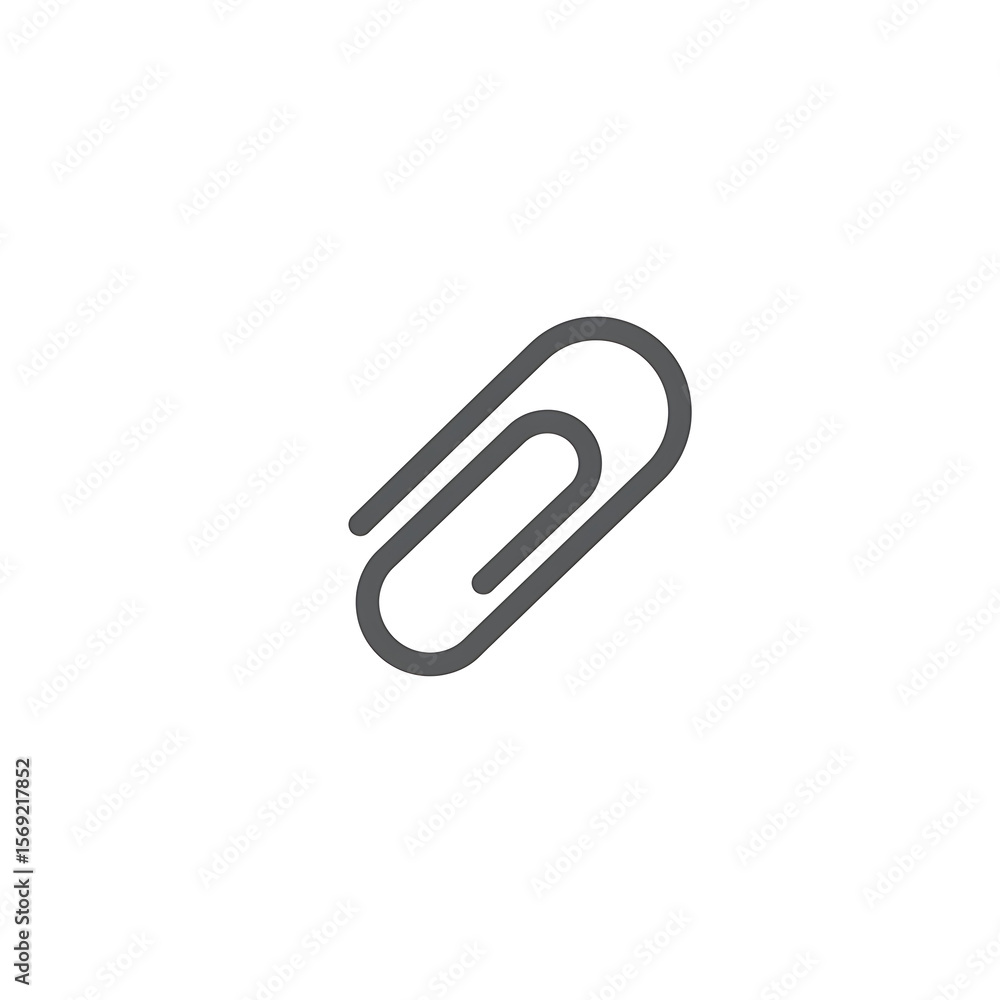 Simple, gray outline illustration of a paperclip. Simple, gray outline illustration of a paperclip.