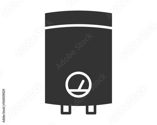 Minimalist illustration of a water heater. Perfect for representing home appliances, plumbing, or comfort. Use it for infographics or web design projects.