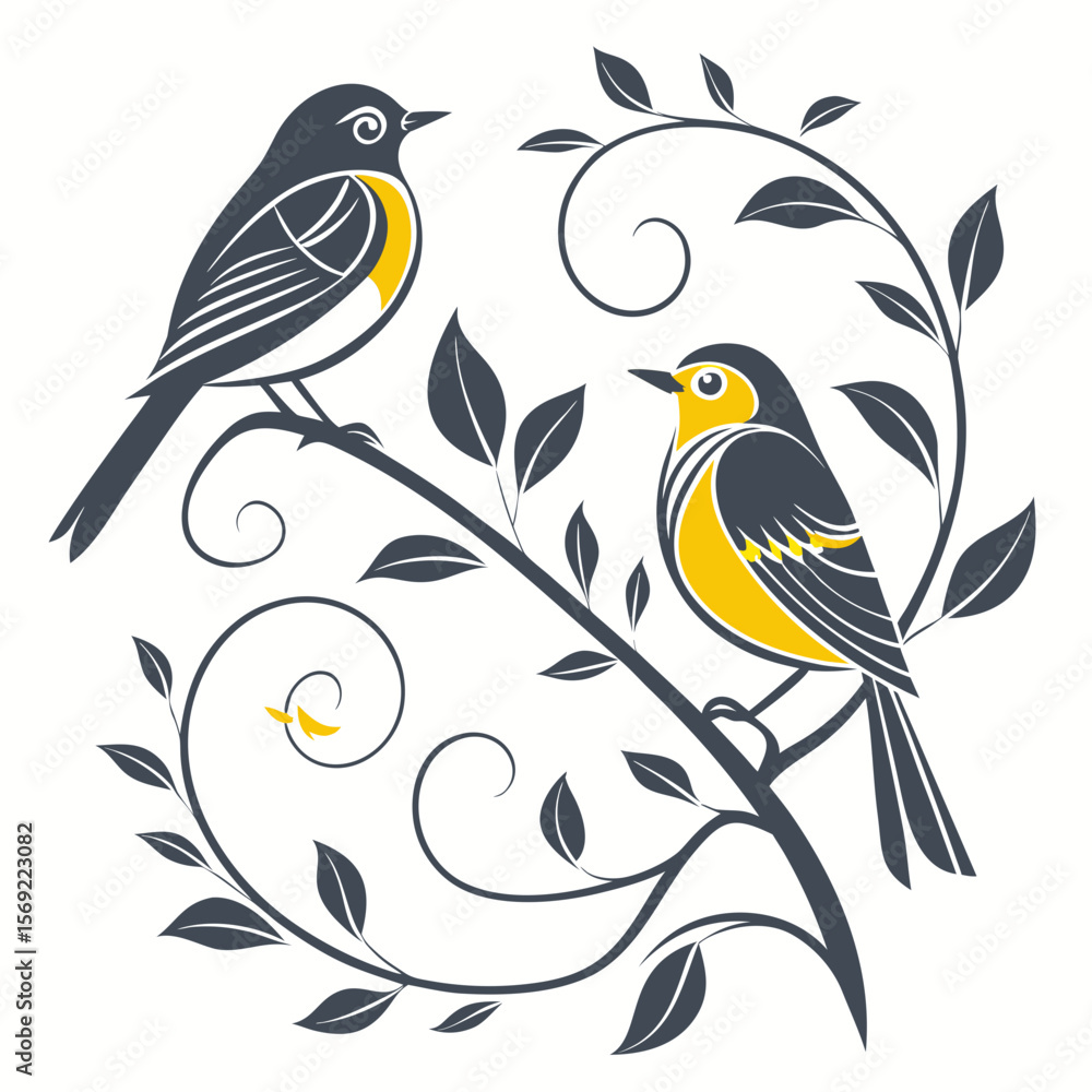 Obraz premium two birds on a branch