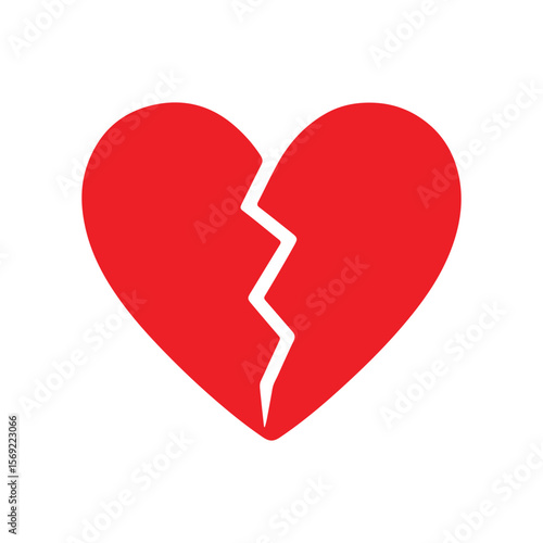 Broken Heart Icon – Red Love Symbol for Sadness, Heartbreak, and Emotion Concepts

