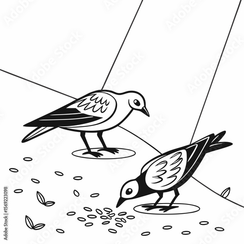 
birds eating seeds from a string