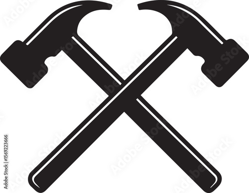 Vintage hammer icon featuring classic joiner's tool in a minimal, hand-drawn vector style. Perfect for logo, emblem, symbol, badge, label, or stamp design..eps