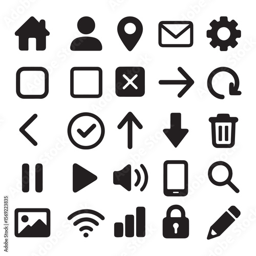 Essential UI Icons Set – Minimal Interface Symbols Collection


