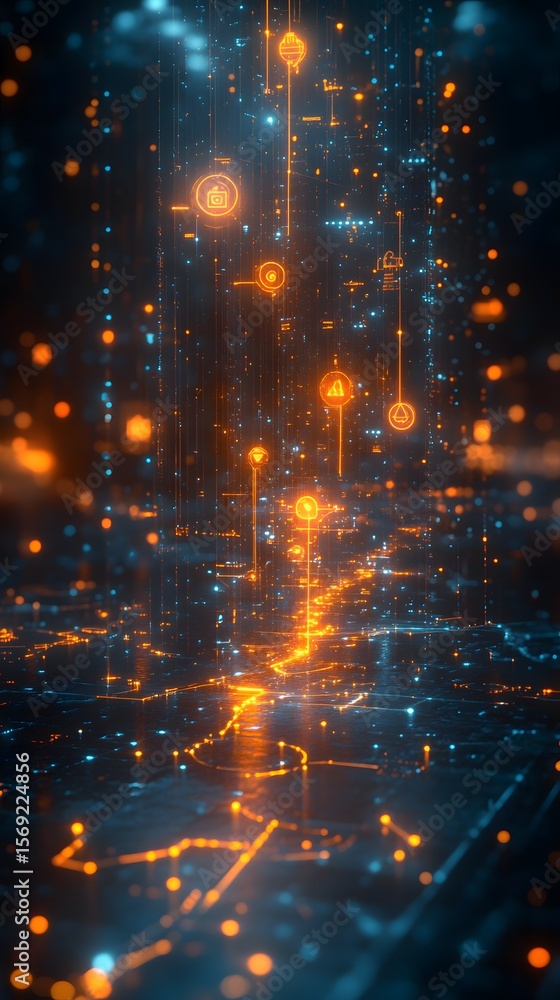 Obraz premium Futuristic network flow abstract tech images