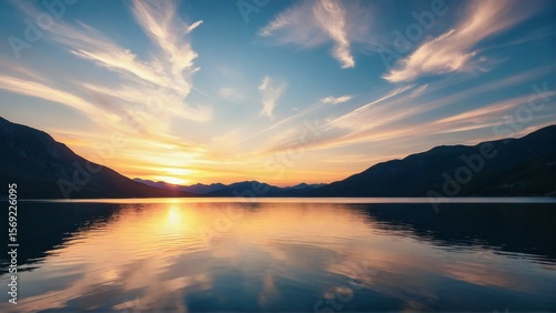 Wallpaper Mural Serene lake reflecting a distant mountain and colorful sky at sunset, capturing natural beauty in the Lake District. Torontodigital.ca