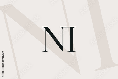 NI or IN letter logo icon design. Classic style luxury initials monogram.