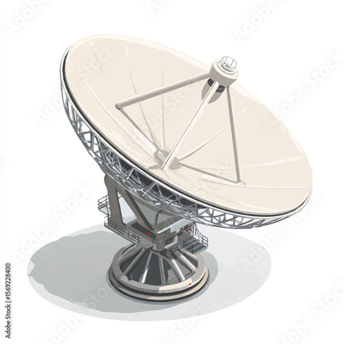 radio dish isolated in White Background, radio dish vector, Flat lay vector illustration