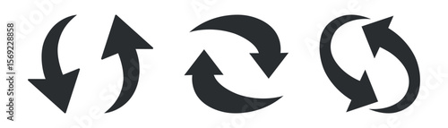 refresh arrow flat vector icon set