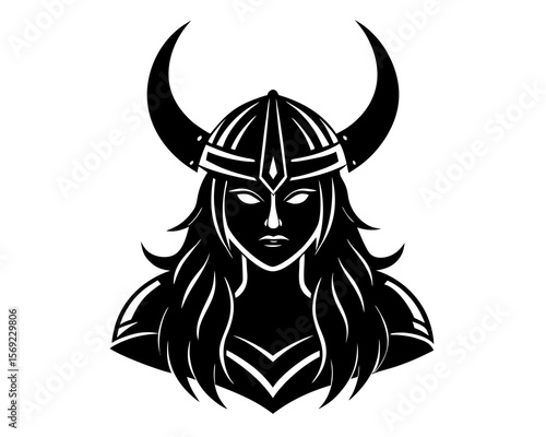 woman Viking silhouette vector illustration