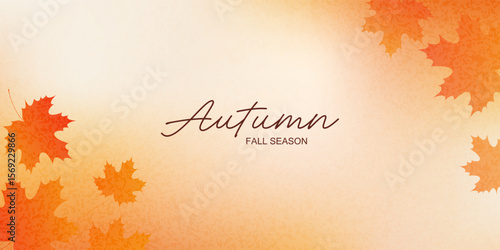 Autumn maple leaves on a gradient soft background. Vector banner for your design. Abstract autumn landscape for sale, advertising, printing, packaging.