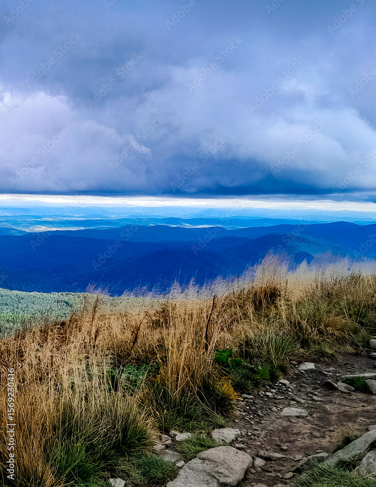 Beautiful view of Bieszczady from mountain top. Beautiful view of Bieszczady from mountain top.
