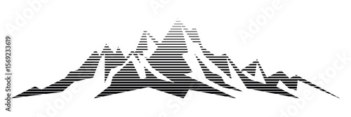 Geometric mountain vector drawing, line art vector, abstract stylization, minimalism