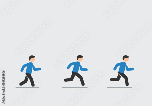 Animated graphic of three people progressing from walking to running.