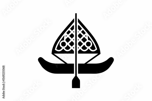 Viking ship icon silhouette vector illustration