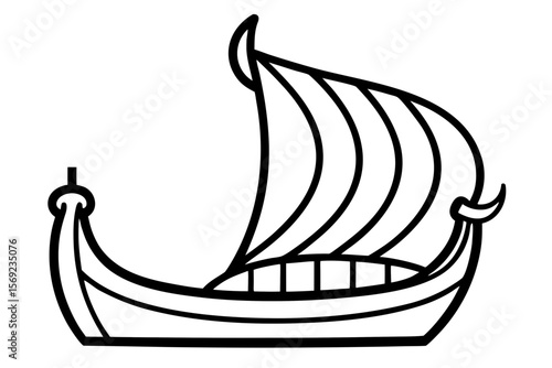 Viking ship silhouette vector illustration