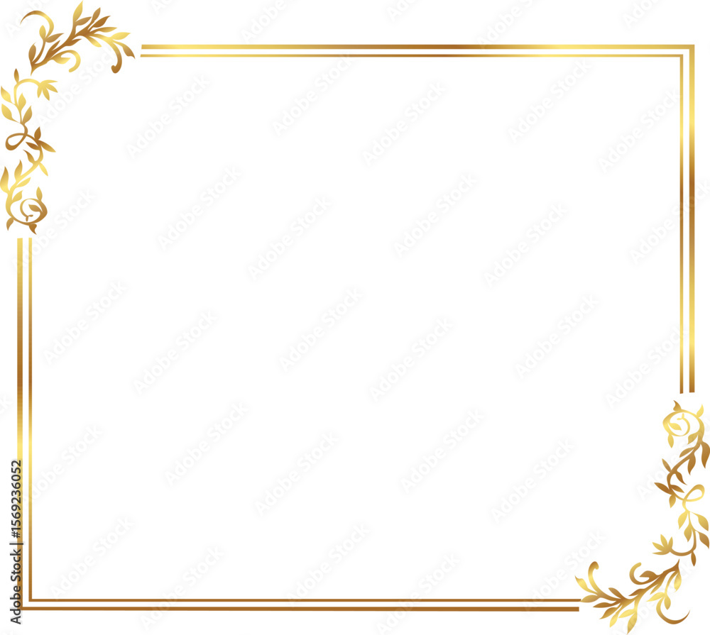 Obraz premium frame with leaves gold border Golden Border Warm Color Frame 