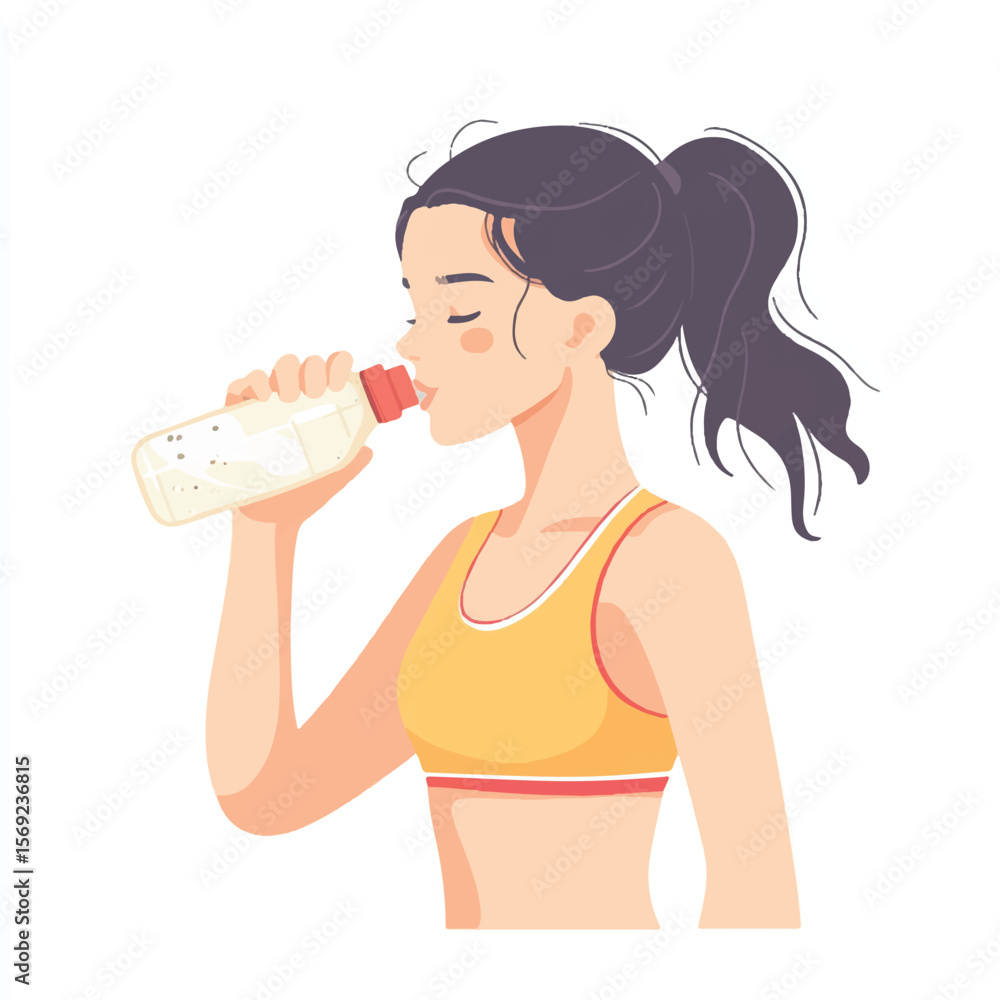 a girl drinking water from sports bottle a girl drinking water from sports bottle