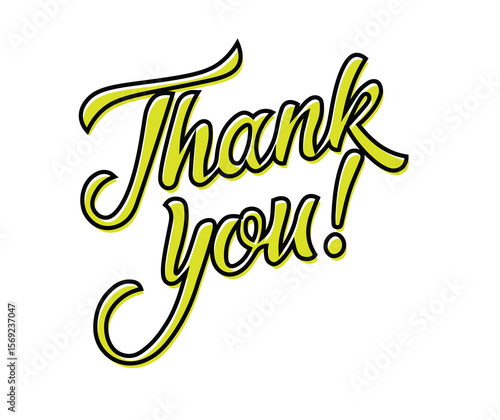 Handwritten Thank You Text with Bold Yellow Outline and Calligraphy Style