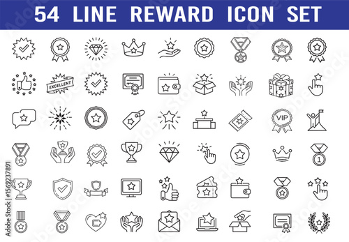 
Exclusive reward icons set editable stroke outline  ,benefit, prize, incentive, prize, program, redeem, redemption, save, set, signs, special, staff, star, symbol, system, thin, ticket
