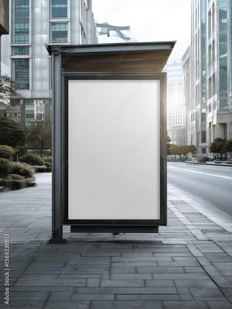 Vertical Street Billboard Mockup in Autumn/Winter City — Urban Advertising Template in Cold Season Vertical Street Billboard Mockup in Autumn/Winter City — Urban Advertising Template in Cold Season