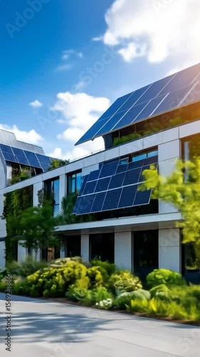 Wallpaper Mural Modern office building with solar panels and landscaping Torontodigital.ca