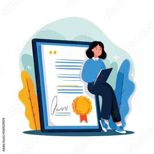 reach certification download isolated in White Background, reach certification download vector, Flat lay vector illustration 