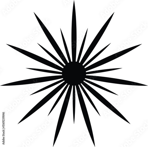Abstract radiating starburst burst of light or energy in a sharp silhouette isolated on a white background. EPS-10.