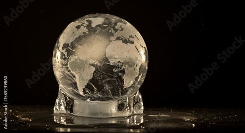 glass globe on black background