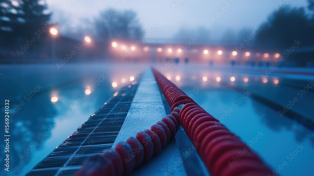 Obraz premium Misty Swimming Pool Dawn