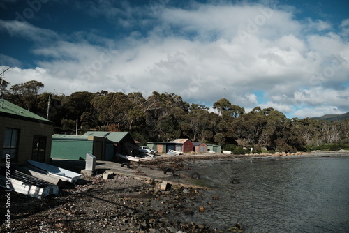 Canvas Print Pirates Bay's scenic view of the boat ramp near the popular blowhole at Pirates Bay