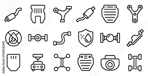 The image is a collection of various car parts and accessories, including items such as brakes, tires, and exhaust systems. The parts are arranged in a visually appealing manner