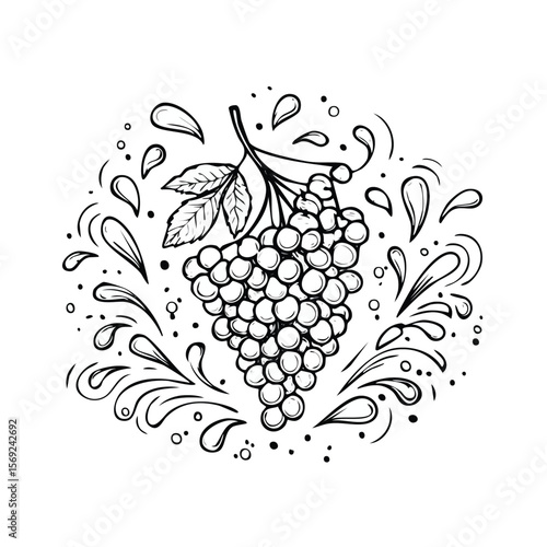 Elderberry splash Colorful Vector in Adorable Comic Style with Expressive Lines.