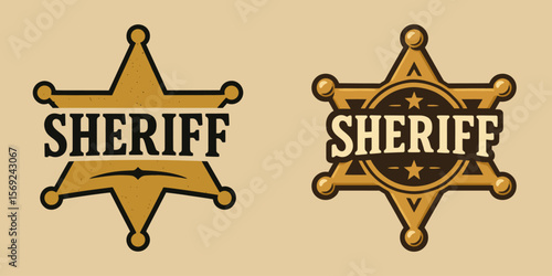 Sheriff star badges in western vintage style.